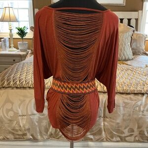 LUSH Open Back 100% Rayon Top Copper Color Size XS